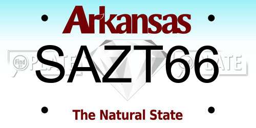 SAZT66 Arkansas License Plate
