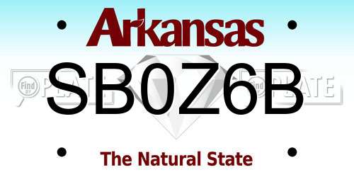SB0Z6B Arkansas License Plate