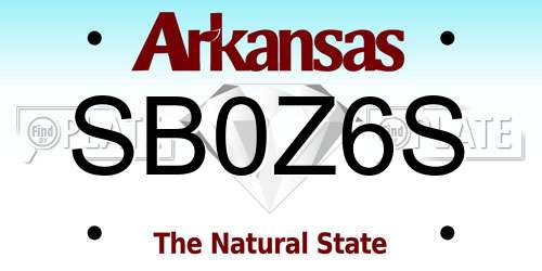 SB0Z6S Arkansas License Plate