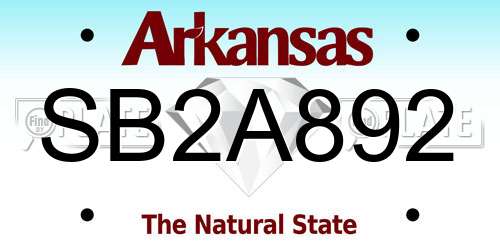 SB2A892 Arkansas License Plate