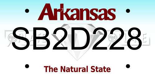 SB2D228 Arkansas License Plate