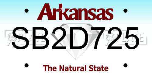 SB2D725 Arkansas License Plate