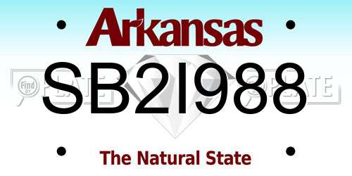 SB2I988 Arkansas License Plate