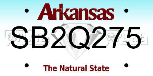 SB2Q275 Arkansas License Plate