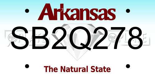 SB2Q278 Arkansas License Plate