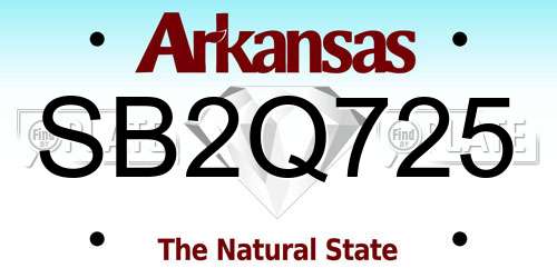 SB2Q725 Arkansas License Plate