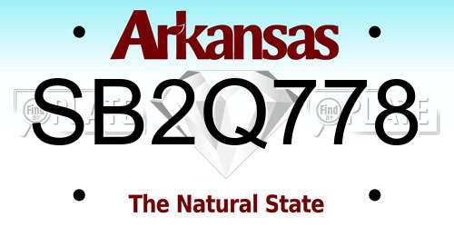 SB2Q778 Arkansas License Plate