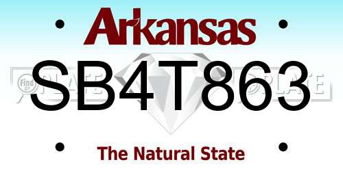 SB4T863 Arkansas License Plate