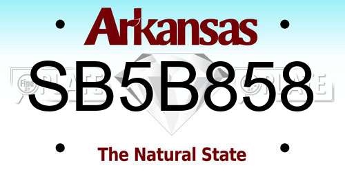 SB5B858 Arkansas License Plate