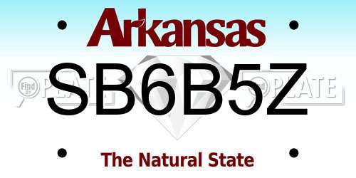 SB6B5Z Arkansas License Plate