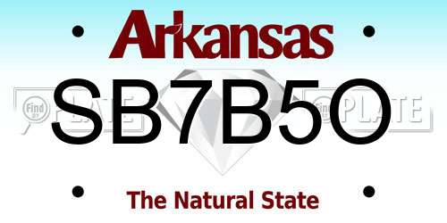 SB7B5O Arkansas License Plate