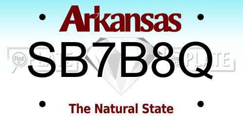 SB7B8Q Arkansas License Plate