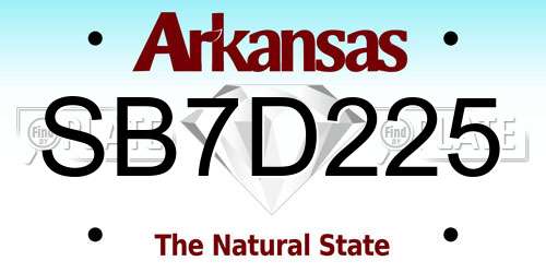 SB7D225 Arkansas License Plate