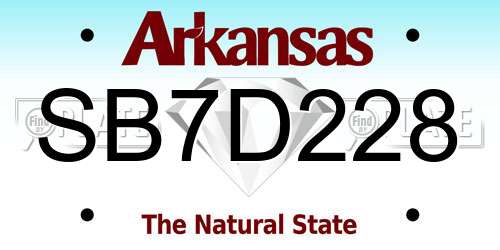 SB7D228 Arkansas License Plate