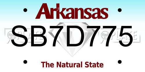 SB7D775 Arkansas License Plate