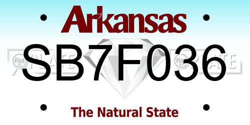 SB7F036 Arkansas License Plate