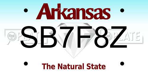 SB7F8Z Arkansas License Plate