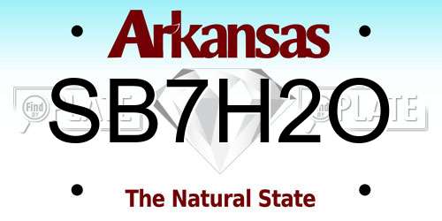 SB7H2O Arkansas License Plate