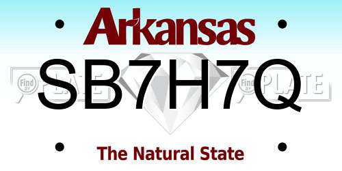 SB7H7Q Arkansas License Plate
