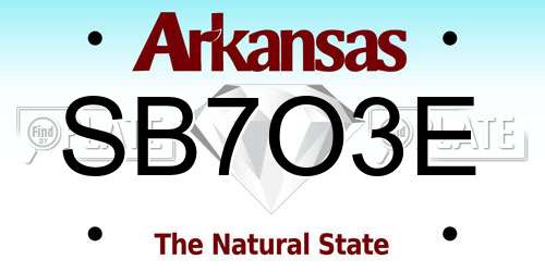 SB7O3E Arkansas License Plate