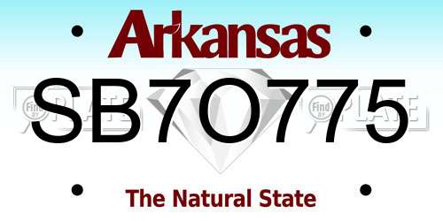 SB7O775 Arkansas License Plate