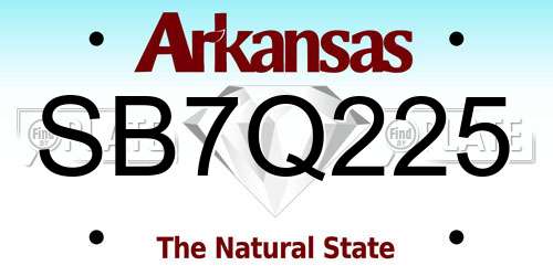 SB7Q225 Arkansas License Plate