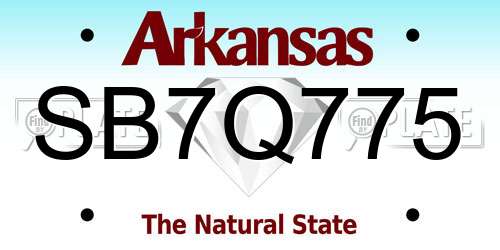 SB7Q775 Arkansas License Plate