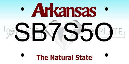 SB7S5O Arkansas License Plate