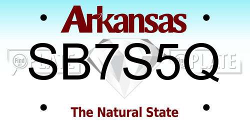 SB7S5Q Arkansas License Plate