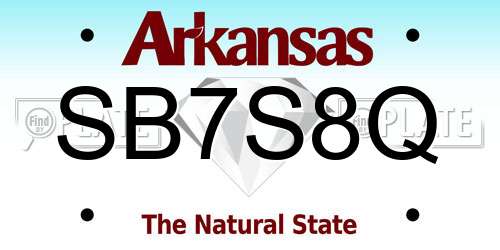 SB7S8Q Arkansas License Plate