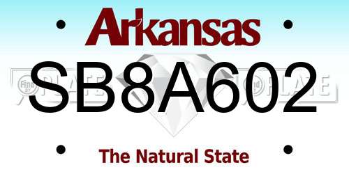 SB8A602 Arkansas License Plate
