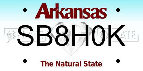 SB8H0K Arkansas License Plate