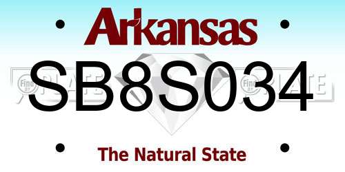 SB8S034 Arkansas License Plate