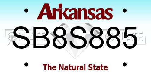 SB8S885 Arkansas License Plate