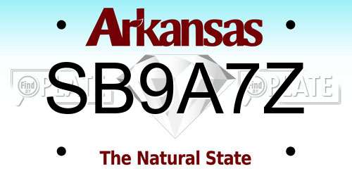 SB9A7Z Arkansas License Plate