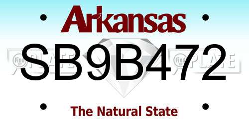 SB9B472 Arkansas License Plate