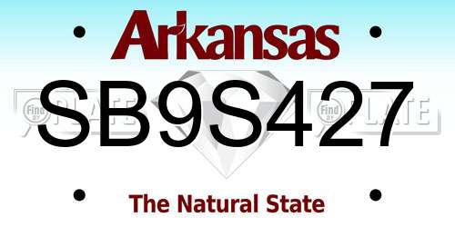SB9S427 Arkansas License Plate