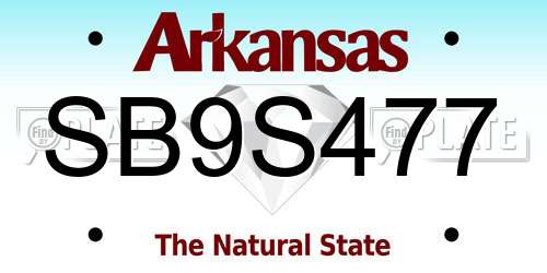 SB9S477 Arkansas License Plate