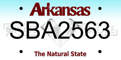 SBA2563 Arkansas License Plate