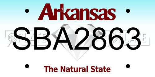 SBA2863 Arkansas License Plate