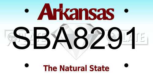 SBA8291 Arkansas License Plate