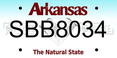 SBB8034 Arkansas License Plate
