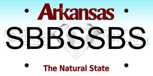 SBBSSBS Arkansas License Plate