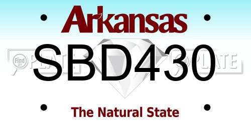 SBD430 Arkansas License Plate