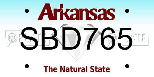 SBD765 Arkansas License Plate