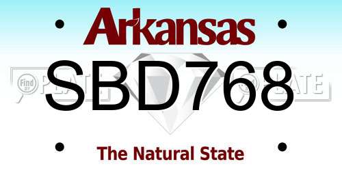 SBD768 Arkansas License Plate