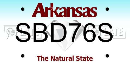SBD76S Arkansas License Plate