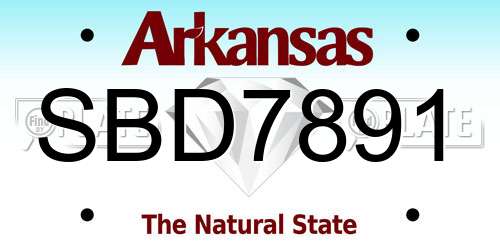 SBD7891 Arkansas License Plate