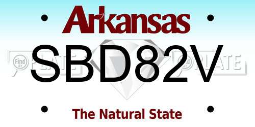 SBD82V Arkansas License Plate