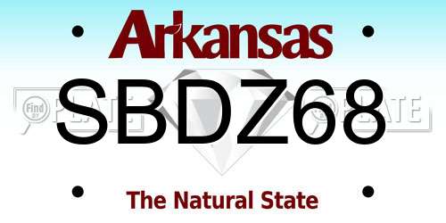 SBDZ68 Arkansas License Plate